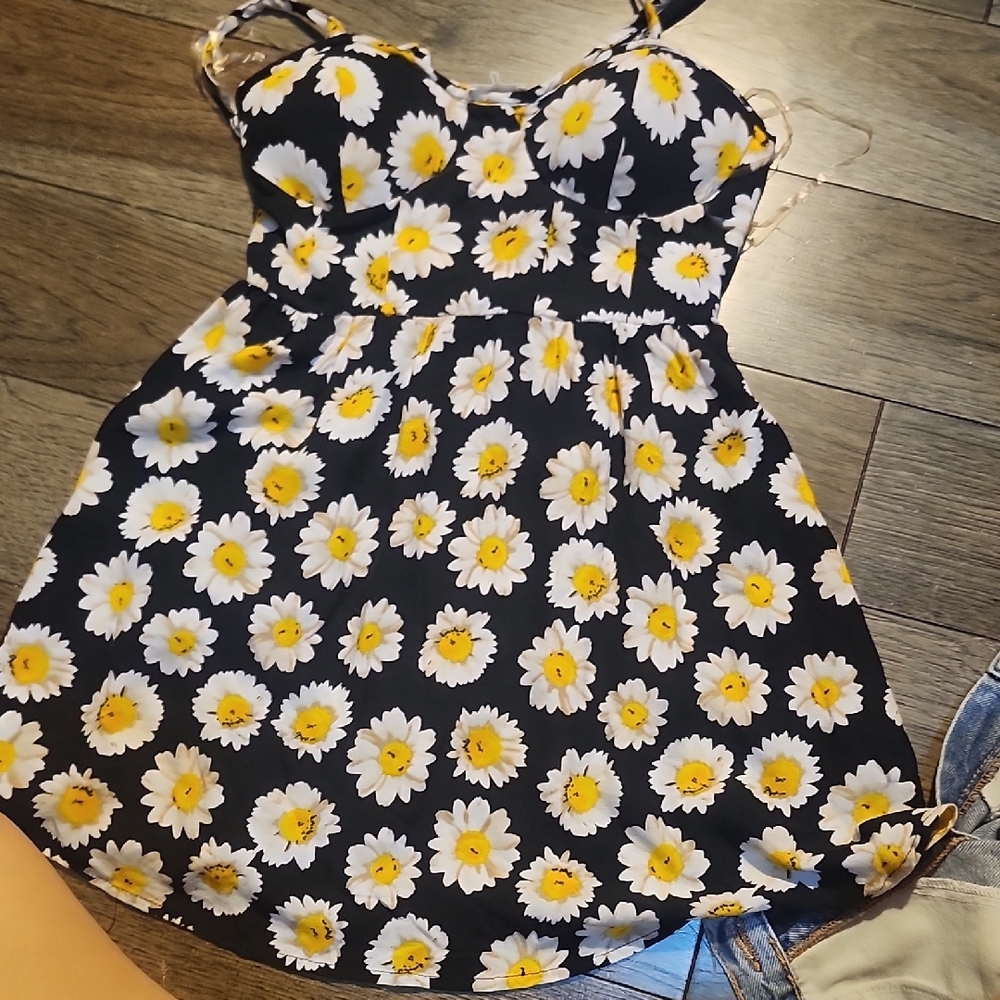 Floral Kids Formal Dress - Black and White